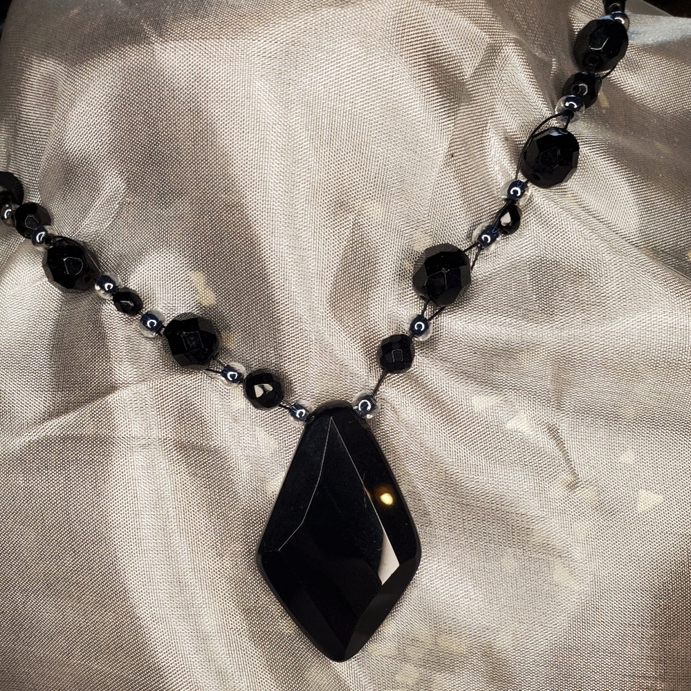 Obsidian Pendant Necklace